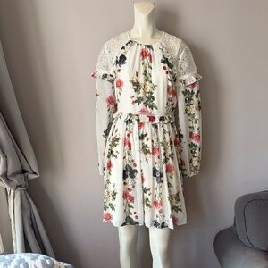 Ted Baker Floral Crochet Long Sleeves Dress